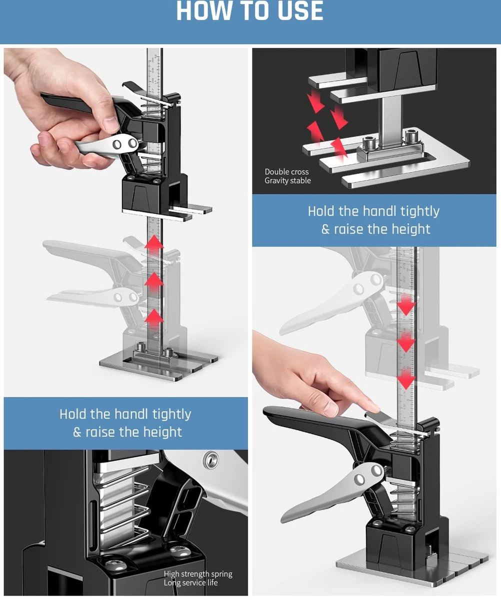 BOTC HandKrik - 1 Stuk - Platenlift - Badkamer - Deurlifter - Armlifter - Arbeidsbesparende Arm - 30cm Hoogte 3 BOTC HandKrik - 1 Stuk - Platenlift - Badkamer - Deurlifter - Armlifter - Arbeidsbesparende Arm - 30cm Hoogte - Afbeelding 3