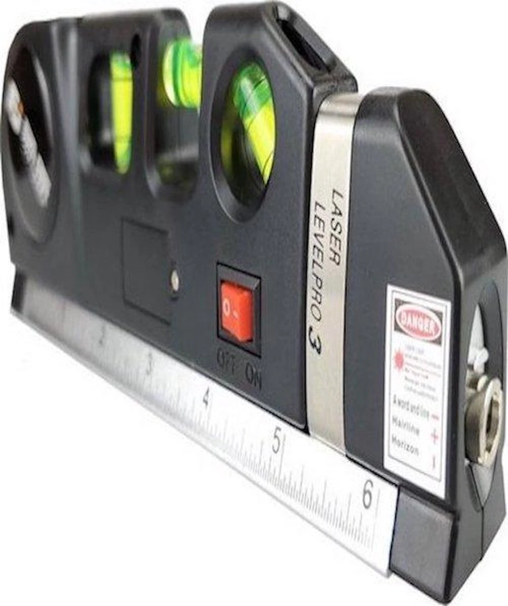 Laserwaterpas – 3 Verschillende Lasers – Inclusief Rolmaat 2,50 Cm - Klussen - Waterpas Met Laser - Torpedo Waterpas 3 Laserwaterpas – 3 Verschillende Lasers – Inclusief Rolmaat 2,50 Cm - Klussen - Waterpas Met Laser - Torpedo Waterpas - Afbeelding 3