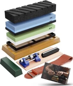 House Of Husk Dubbelzijdige Messenslijpers Met Vlaksteen En Instructies - Slijpsteen Voor Messen En Gereedschappen - Wetsteen Slijpsteen Set 80 400 1000 En 3000 8000 - Edelkorund