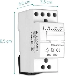 Navaris Deurbeltransformator - 8V, 12V, 24V - Voor Bekabelde Deurbellen - Geschikt Voor DIN-rail Montage - Beltrafo - Beltransformator Voor Max. 8VA -Makita || Merkloos || Stanley Verkoopwinkel 1020x1200 10