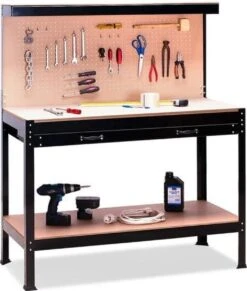 Merkloos Werkbank/werktafel - Metaal / MDF - Incl. Ophangwand & Lade