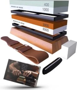 House Of Husk Dubbelzijdige Messenslijpers Met Instructies - Slijpsteen Voor Messen - Wetsteen Slijpsteen Set 400 1000 En 3000 8000 - Edelkorund