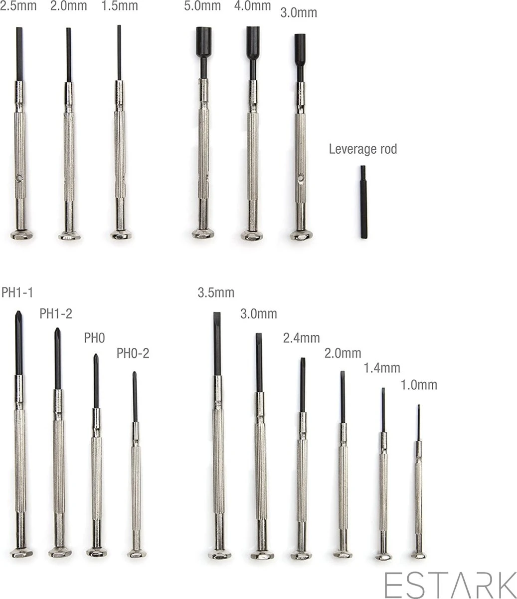 Mini Schroevendraaier Set - Kruiskop / Platte Kop - Precisie Juweliers Schroevendraaier Set - Kleine Horloge Schroevendraaier - Plat Kruis - 16-DELIG 12 Mini Schroevendraaier Set - Kruiskop / Platte Kop - Precisie Juweliers Schroevendraaier Set - Kleine Horloge Schroevendraaier - Plat Kruis - 16-DELIG - Afbeelding 12