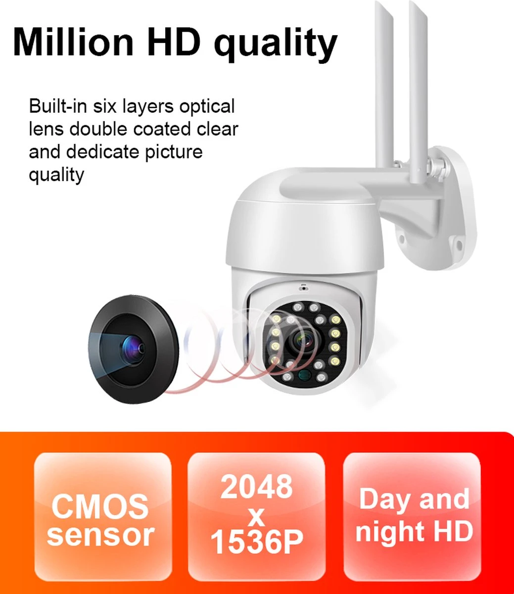 Fuegobird Y17 Smart Waterdichtheid IP66 IP Camera - Buiten - Draai- En Kantelbaar - Ondersteuning 2.4G/5G WIFI - 3MP - PTZ IP Camera 7 Fuegobird Y17 Smart Waterdichtheid IP66 IP Camera - Buiten - Draai- En Kantelbaar - Ondersteuning 2.4G/5G WIFI - 3MP - PTZ IP Camera - Afbeelding 7