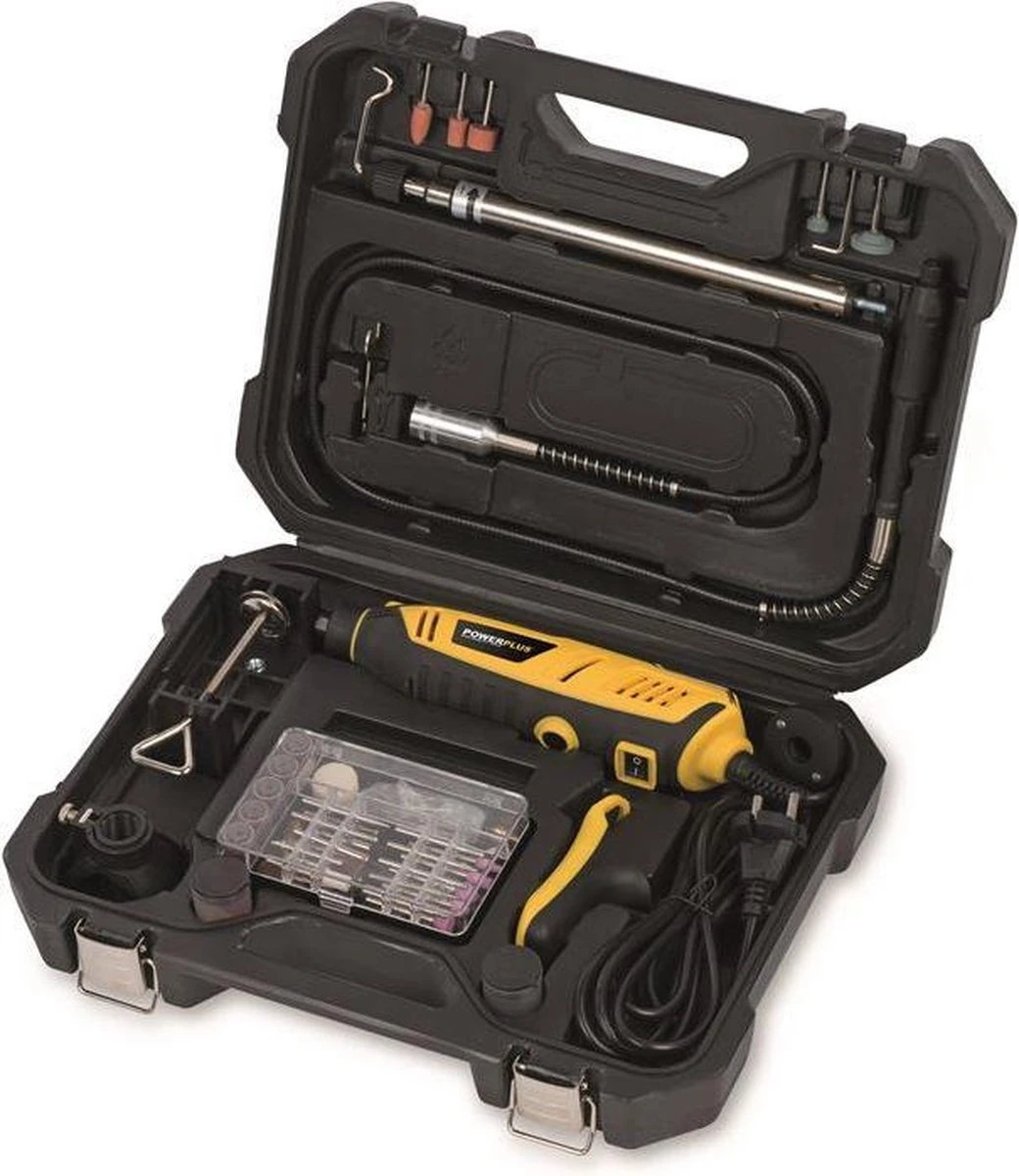 Powerplus POWX1341 Roterende Multitool - Multifunctioneel Gereedschap - 200W - Roterend - Variabele Snelheid - Digitale Display - Incl. Statief, Flexibele As, 2 Opzetstukken, 126 Accessoires En Gereedschapskoffer 6 Powerplus POWX1341 Roterende Multitool - Multifunctioneel Gereedschap - 200W - Roterend - Variabele Snelheid - Digitale Display - Incl. Statief, Flexibele As, 2 Opzetstukken, 126 Accessoires En Gereedschapskoffer - Afbeelding 6