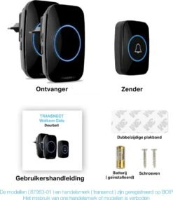 Draadloze Deurbel Met 2 Ontvangers - 5 Volume/60 Melodie - IP44 Waterdicht - Batterij Van 5 Jaar -Makita || Merkloos || Stanley Verkoopwinkel 1041x1200 9