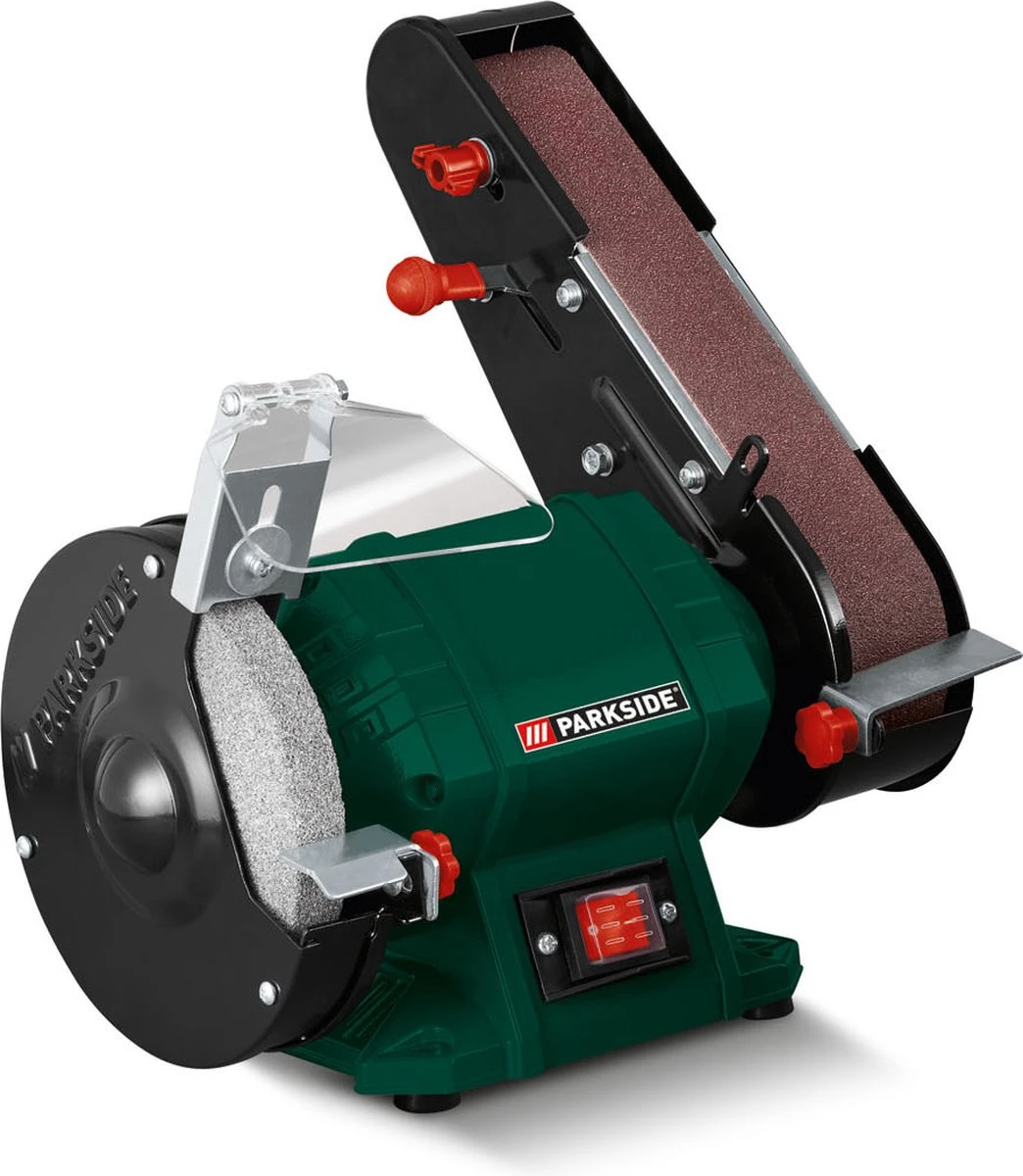 PARKSIDE Staande Bandschuur- En Slijpmachine - Slijp-/schuuroppervlak: Ø150 Mm / 50 X 686 Mm - Snelheid: 23 M/sec. (schuurschijf) Of 15 M/sec. (schuurband) - Vermogen: 240 W - Toerental: 2980 Min-¹ - Ideaal Om Metaal, Hout En Kunststof Te Bewerken 2 PARKSIDE Staande Bandschuur- En Slijpmachine - Slijp-/schuuroppervlak: Ø150 Mm / 50 X 686 Mm - Snelheid: 23 M/sec. (schuurschijf) Of 15 M/sec. (schuurband) - Vermogen: 240 W - Toerental: 2980 Min-¹ - Ideaal Om Metaal, Hout En Kunststof Te Bewerken - Afbeelding 2