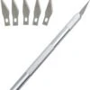 Merkloos Scalpel Mes Met 5 Extra Mesbladen - Scalpelmes - Penmes - Hobbymes - Snijmes - Chirurgisch Mes - Precisie Mes - 7 Delig