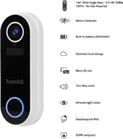 Hombli Smart Doorbell 2 - Slimme Video Deurbel - Ingebouwde Camera - WiFi - Wit -Makita || Merkloos || Stanley Verkoopwinkel 1068x1200 13