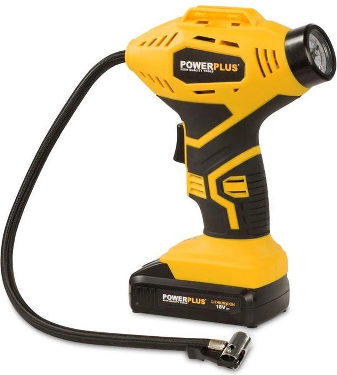 Powerplus POWX1700 Accu Compressor - Luchtcompressor - 18V - 8 Bar - Incl. 1 X 1,5Ah Accu, Lader, Koffer En Accessoires 12 Powerplus POWX1700 Accu Compressor - Luchtcompressor - 18V - 8 Bar - Incl. 1 X 1,5Ah Accu, Lader, Koffer En Accessoires - Afbeelding 12