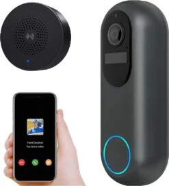 Vision Video Deurbel Met Camera + WiFi | Bewegingssensor | Draadloos Op Accu (9600 MAh) | 1080P Inclusief Draadloze Gong (t-ring Geluid) En 32GB SD-kaart