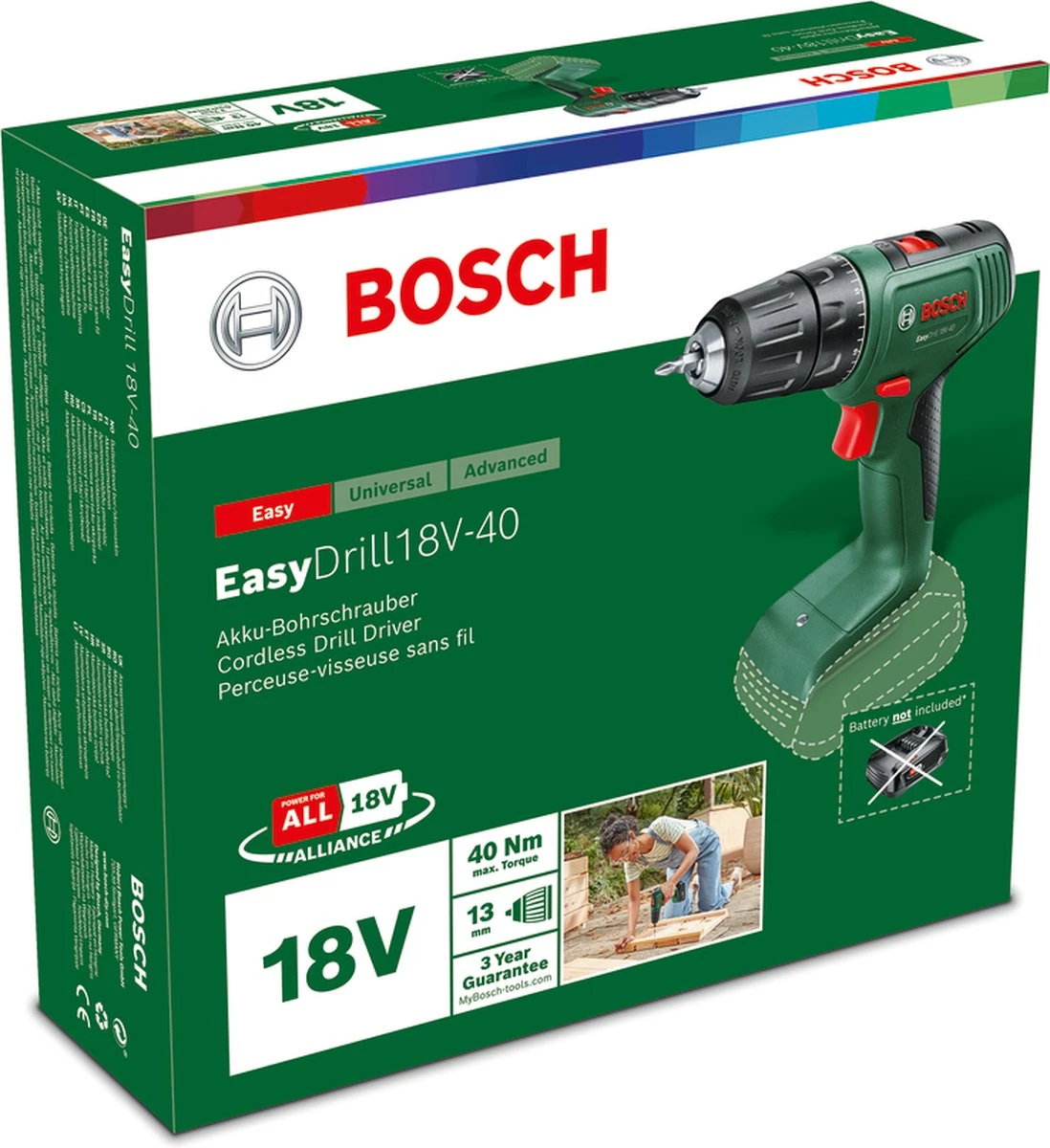 Bosch EasyDrill 18V-40 Accuboormachine - Zonder Accu En Lader 4 Bosch EasyDrill 18V-40 Accuboormachine - Zonder Accu En Lader - Afbeelding 4