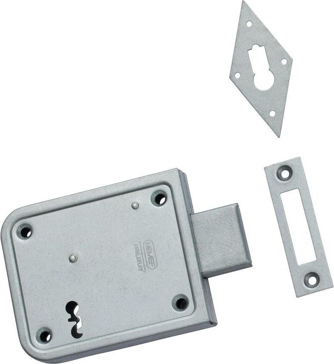 Nemef 91/11 - Opleg Deurslot - Voor Buiten - En Binnendeuren - Doornmaat 70mm - Met Sluitplaat - Met 2 Sleutels 2 Nemef 91/11 - Opleg Deurslot - Voor Buiten - En Binnendeuren - Doornmaat 70mm - Met Sluitplaat - Met 2 Sleutels - Afbeelding 2
