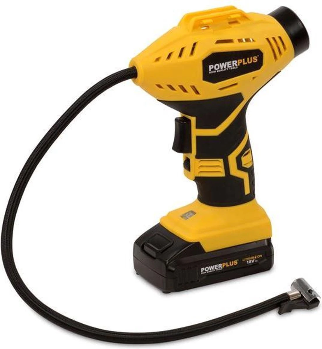 Powerplus POWX1700 Accu Compressor - Luchtcompressor - 18V - 8 Bar - Incl. 1 X 1,5Ah Accu, Lader, Koffer En Accessoires 8 Powerplus POWX1700 Accu Compressor - Luchtcompressor - 18V - 8 Bar - Incl. 1 X 1,5Ah Accu, Lader, Koffer En Accessoires - Afbeelding 8