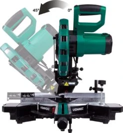 VONROC Afkortzaag- Kapzaag - Verstekzaag – 2200W – Ø254MM – 4500 R/min - Verstelbare Tafelverbreders – Zaagcapaciteit 340mm - Trekfunctie – Lengtestop – Kantelbaar (0-45°) - Incl. 60 Tands Zaagblad, Werkstukklem, Lasergeleiding & LED Werkverlichting -Makita || Merkloos || Stanley Verkoopwinkel 1105x1200 6