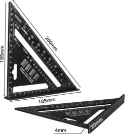 Detepo Winkelhaak - Timmerman Meet Driehoek - Blokhaak Gemaakt Van Metaal - Speed Square - 5 In 1 Gradendriehoek - Zwart -Makita || Merkloos || Stanley Verkoopwinkel 1116x1200 6