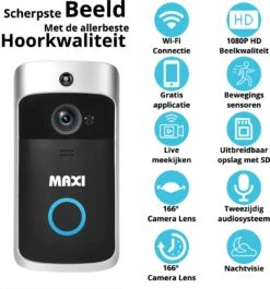 Maxi Video Deurbel – Draadloze Deurbel Met HD Camera – Draadloos Wifi – Inclusief Chime - Deurbeldrukker - Volledige Deurbelset -Makita || Merkloos || Stanley Verkoopwinkel 1120x1200 2