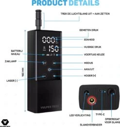 Vulpes Tech® 6-in-1 Compressor Bandenpomp - Elektrische Fietspomp Met Touchscreen - Voor Auto, Scooter, Fiets, Bal En Luchtbed - Inclusief 7 Opzetstukken, Zaklamp & Reistas 21 Vulpes Tech® 6-in-1 Compressor Bandenpomp - Elektrische Fietspomp Met Touchscreen - Voor Auto, Scooter, Fiets, Bal En Luchtbed - Inclusief 7 Opzetstukken, Zaklamp & Reistas -Makita || Merkloos || Stanley Verkoopwinkel 1130x1200 6