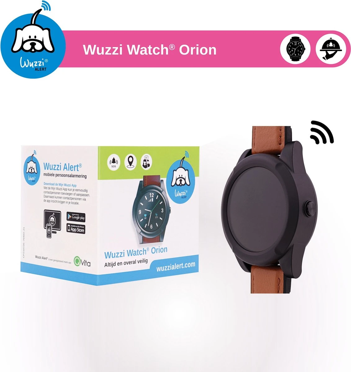 Wuzzi Watch Orion - Personenalarmering Voor Binnen En Buiten - Senioren Alarm - Sportief Alarmhorloge - Bruin 2 Wuzzi Watch Orion - Personenalarmering Voor Binnen En Buiten - Senioren Alarm - Sportief Alarmhorloge - Bruin - Afbeelding 2