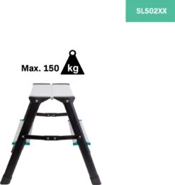 VONROC PRO Dubbele Trap 2 Treden – Klustrap/huishoudtrap Inklapbaar – Max. Belastbaarheid 150kg - Antislip -Makita || Merkloos || Stanley Verkoopwinkel 1135x1200 1