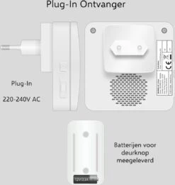 ELRO DB3000 Draadloze Deurbel Set – Met 1x Ontvanger Op Batterij + 1x Plug-in Ontvanger - Bereik 300 Meter - IP65 Waterdicht - 64 Melodieën - Wit -Makita || Merkloos || Stanley Verkoopwinkel 1136x1200 11