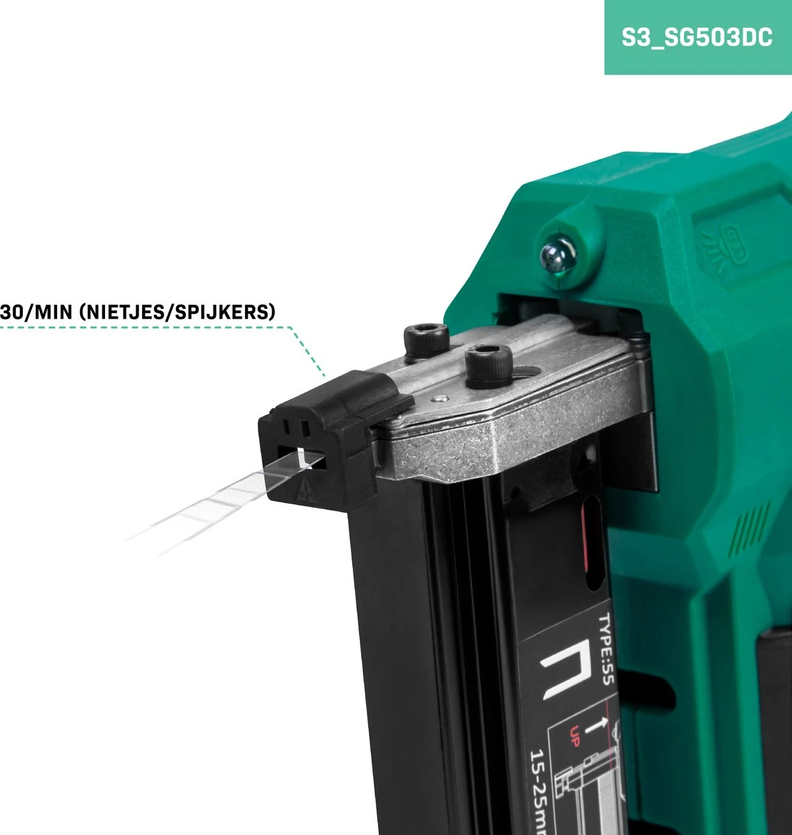 VONROC Accu Tacker – VPower 20V – Incl. 1000 Nieten & 1000 Spijkers – Incl. 4.0Ah Accu En Snellader 4 VONROC Accu Tacker – VPower 20V – Incl. 1000 Nieten & 1000 Spijkers – Incl. 4.0Ah Accu En Snellader - Afbeelding 4