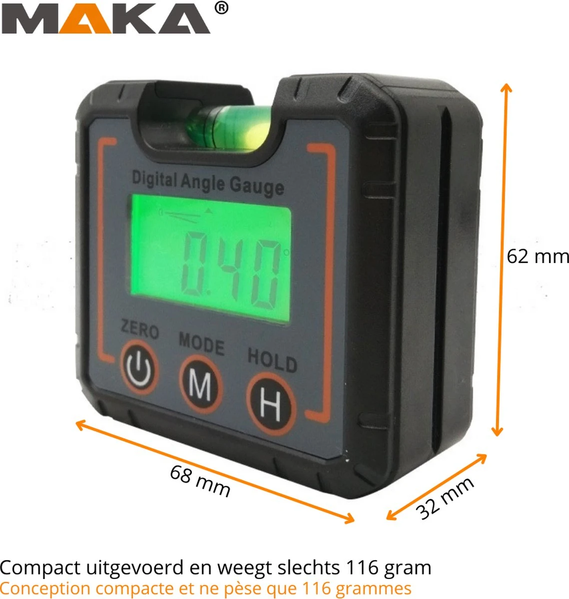 MAKA Digitale Hellingmeter - Hoekmeter - Magnetisch - Incl. Batterijen 5 MAKA Digitale Hellingmeter - Hoekmeter - Magnetisch - Incl. Batterijen - Afbeelding 5