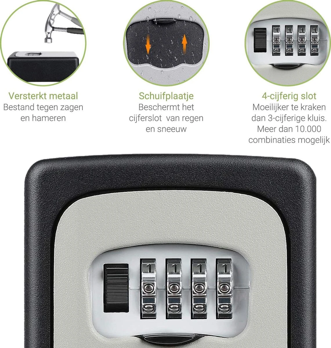 TIGIOO Sleutelkluis – Kluisje Met Cijferslot Voor Buiten En Binnen - 4-cijferige Code Sleutelkluisje -Waterdicht En Roestvrij 2 TIGIOO Sleutelkluis – Kluisje Met Cijferslot Voor Buiten En Binnen - 4-cijferige Code Sleutelkluisje -Waterdicht En Roestvrij - Afbeelding 2