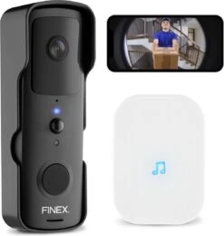 Finex™ Draadloze Video Deurbel - Inclusief Binnenbel & Batterijen - WiFi - Dag En Nachtmodus - Bestuurbaar Via Telefoon - Zonder Abonnement - Deurbel Met Camera