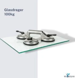 Professionele Aluminium Zuignap - Glasdrager - Glasplaatdrager - Tegelzuignap - Drie Zuignappen - 155 Kg