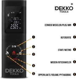 Dekko Tools Professionele Laser Afstandsmeter - 40 Meter Bereik - USB Oplader -Makita || Merkloos || Stanley Verkoopwinkel 1146x1200 1