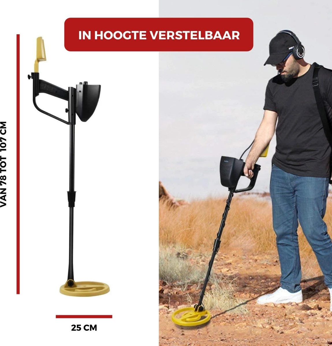 DETECT-IT Metaaldetector - Voor Kinderen En Volwassenen - Verstelbare Hoogte - Incl. Batterijen En Schep 5 DETECT-IT Metaaldetector - Voor Kinderen En Volwassenen - Verstelbare Hoogte - Incl. Batterijen En Schep - Afbeelding 5