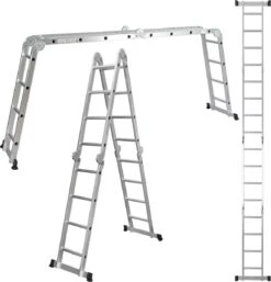 ALDORR Home - Vouwladder Aluminium 4 X 4 Treden Met Platform - 4,60 Meter