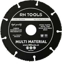 RNtools Carbide Multi Slijpschijf Voor Hout, Kunststof, Gips, Etc. - Ø125mm
