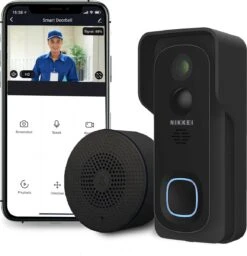 Nikkei BELL4 Draadloze Video Deurbel - Full HD Camera En WiFi - Bewegingssensor En Nachtzicht - SMART Deurbel - Micro SD Kaart Opslagruimte - Zwart