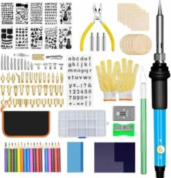 Houtbrander Set 118-delig - Pyrografie - Houtbrander Set - Complete Set - Met Accessoires, Opzetstukken, Sjablonen, Opbergetui, Hout, Potloden, Handschoenen