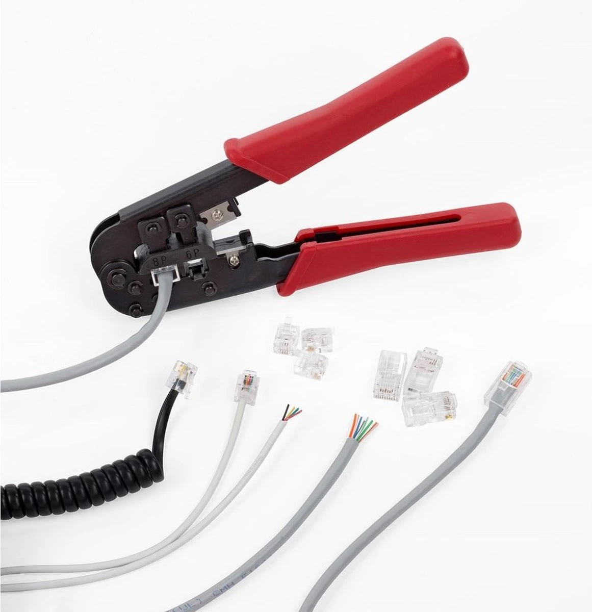 GS Krimptang Geïsoleerd - UTP Tang - Adereindhulstang - Perstang - Incl. 8 UTP-connectoren 2 GS Krimptang Geïsoleerd - UTP Tang - Adereindhulstang - Perstang - Incl. 8 UTP-connectoren - Afbeelding 2