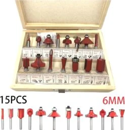 Merkloos Bovenfrezenset 15 Delig - Frezenset 15-delig - Frezenset Voor Bovenfrees - Schachtdiameter 6mm In Hout Koffer -Makita || Merkloos || Stanley Verkoopwinkel 1161x1200 15