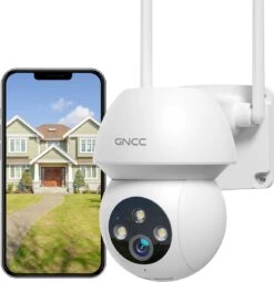 GNCC GK1Pro Bewakingscamera Voor Buiten - 2K IP-Camera's - Met Wifi En App - PTZ 360° - IP66 Waterdicht - 2-Weg Audio - Wit