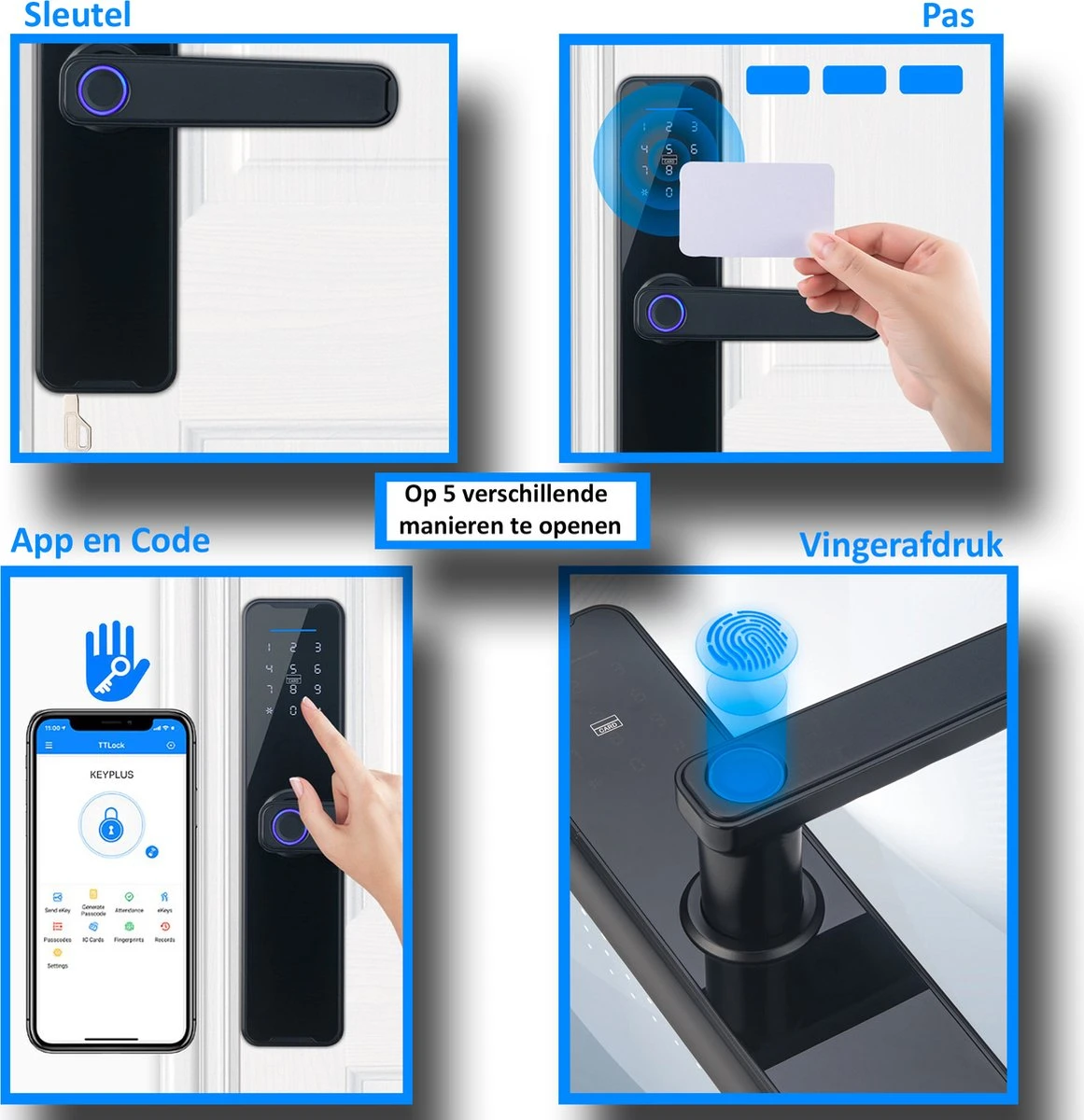 Merkloos Flient Smart Doorlock - Slimme Deurslot - Deurklink Met Vingerafdruk - Met APP & WiFi - BlueTooth - Kantoor Slot - Zwart - Anti Inbraak - TT LockApp 2 Merkloos Flient Smart Doorlock - Slimme Deurslot - Deurklink Met Vingerafdruk - Met APP & WiFi - BlueTooth - Kantoor Slot - Zwart - Anti Inbraak - TT LockApp - Afbeelding 2