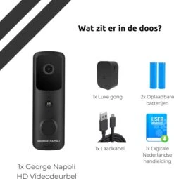 George Napoli Video Deurbel Full HD 1080P - Draadloze Deurbel – Deurbel Met Camera - WiFi Deurbel - Infrarood - Oplaadbaar - Met Gong - Zwart -Makita || Merkloos || Stanley Verkoopwinkel 1162x1200 16