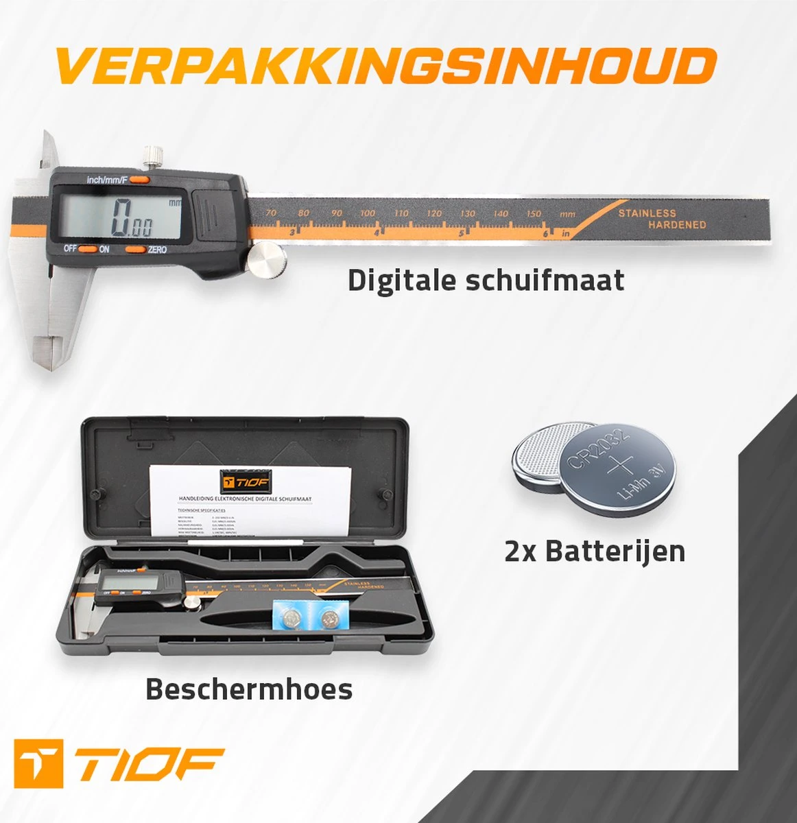 TIOF Digitale Schuifmaat - Opbergcase – Incl. 3 Batterijen – 150 Mm – LCD – RVS 9 TIOF Digitale Schuifmaat - Opbergcase – Incl. 3 Batterijen – 150 Mm – LCD – RVS - Afbeelding 9