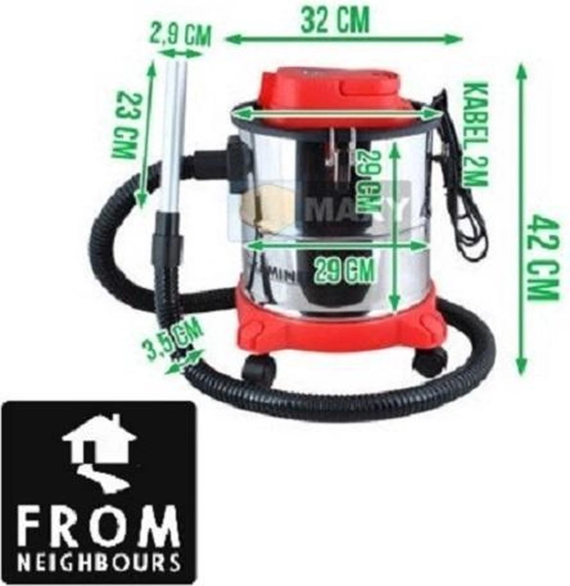 Kaminer - Aszuiger - 20L - 1200W - Openhaard - Stofzuiger - Pellet Aszuiger 3 Kaminer - Aszuiger - 20L - 1200W - Openhaard - Stofzuiger - Pellet Aszuiger - Afbeelding 3