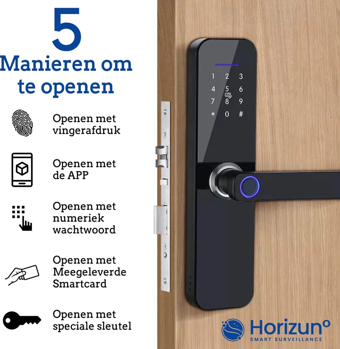 Horizun° Smart Doorlock - Werkt Op Vingerafdruk - Bluethooth Deurslot - Deurklink Met App En Wi-Fi - Intelligent Smartlock - Codevergrendeling - Kantoorslot - Meerdere Gebruikers - Anti-Diefstal - RoHS Goedgekeurd 2 Horizun° Smart Doorlock - Werkt Op Vingerafdruk - Bluethooth Deurslot - Deurklink Met App En Wi-Fi - Intelligent Smartlock - Codevergrendeling - Kantoorslot - Meerdere Gebruikers - Anti-Diefstal - RoHS Goedgekeurd - Afbeelding 2