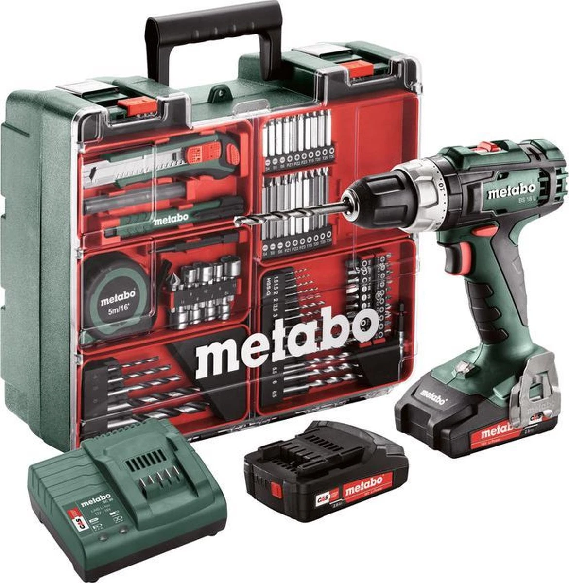 Metabo BS 18 L 18V Li-Ion Accu Schroef-/boormachine Set (2x 2,0Ah Accu) In Koffer Incl. 73-delige Accessoires Set 2 Metabo BS 18 L 18V Li-Ion Accu Schroef-/boormachine Set (2x 2,0Ah Accu) In Koffer Incl. 73-delige Accessoires Set - Afbeelding 2