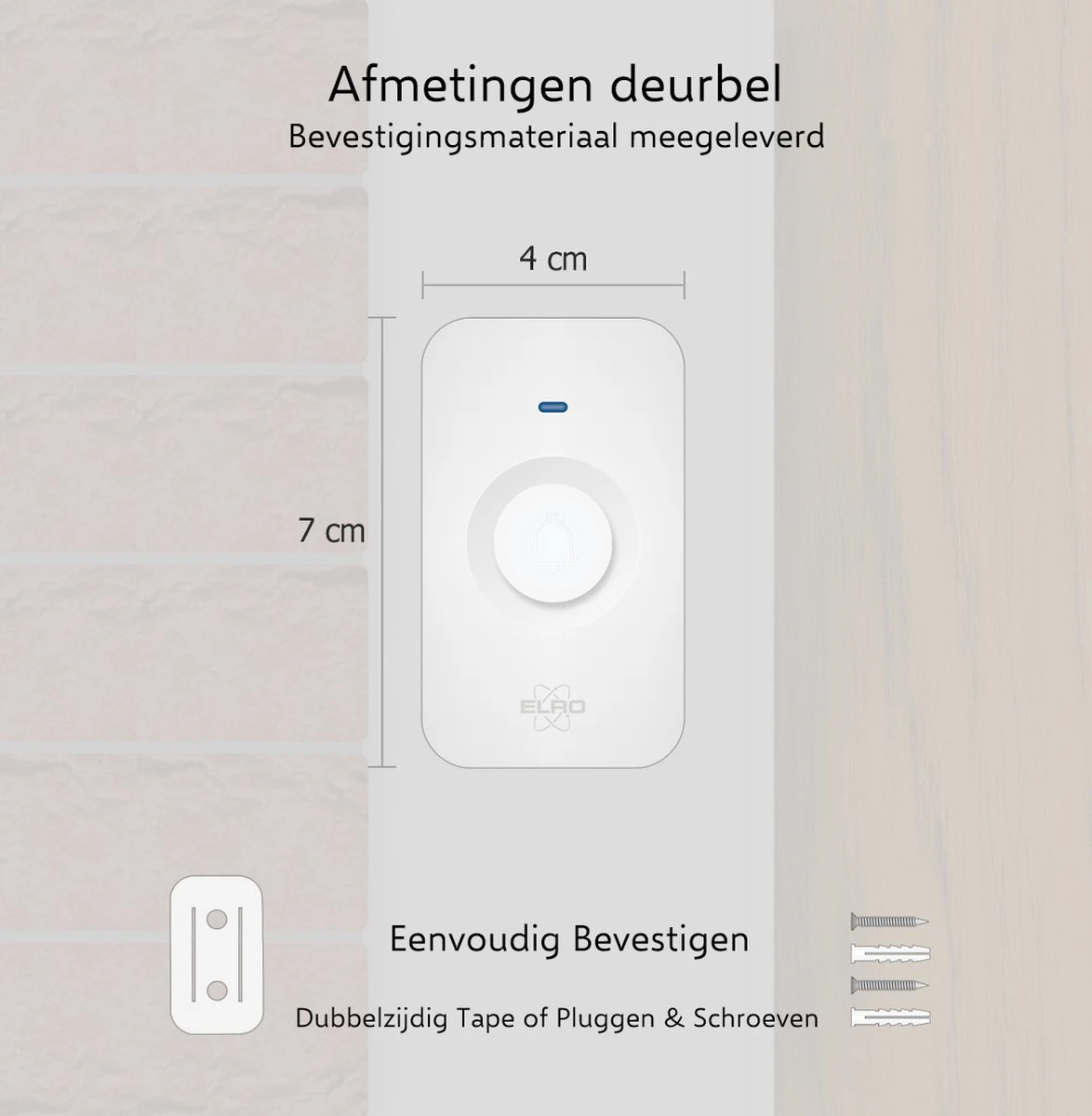 ELRO DB3000 Draadloze Deurbel Set – Plug-in Ontvanger - Bereik 300 Meter - IP65 Waterdicht - 64 Melodieën - Wit 9 ELRO DB3000 Draadloze Deurbel Set – Plug-in Ontvanger - Bereik 300 Meter - IP65 Waterdicht - 64 Melodieën - Wit - Afbeelding 9