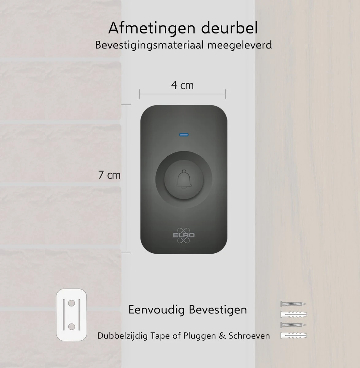 ELRO DB3000 Draadloze Deurbel Set – Plug-in Ontvanger - Bereik 300 Meter - IP65 Waterdicht - 64 Melodieën - Zwart 8 ELRO DB3000 Draadloze Deurbel Set – Plug-in Ontvanger - Bereik 300 Meter - IP65 Waterdicht - 64 Melodieën - Zwart - Afbeelding 8