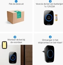 Vivid Green Draadloze Deurbel - Draadloos - Deur Bel - Deurbellen - Wireless Doorbell - IP44 Waterdicht -Met Ontvanger - Zwart -Makita || Merkloos || Stanley Verkoopwinkel 1175x1200 14