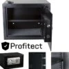 Profitect Kluis Met Cijferslot, Hotelkluis Elektronisch, Digitale Kluis, Met Sleutelslot, Maat L Met Legbord (A4 Notebook Maat) Met 130db Alarm