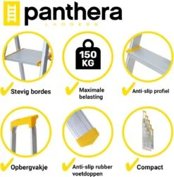 Panthera Huishoudtrap - Keukentrap 5 Treden - Aluminium - Max Werkhoogte: 2.96 Meter - Voor Particulier En Professioneel Gebruik 15 Panthera Huishoudtrap - Keukentrap 5 Treden - Aluminium - Max Werkhoogte: 2.96 Meter - Voor Particulier En Professioneel Gebruik -Makita || Merkloos || Stanley Verkoopwinkel 1179x1200 5